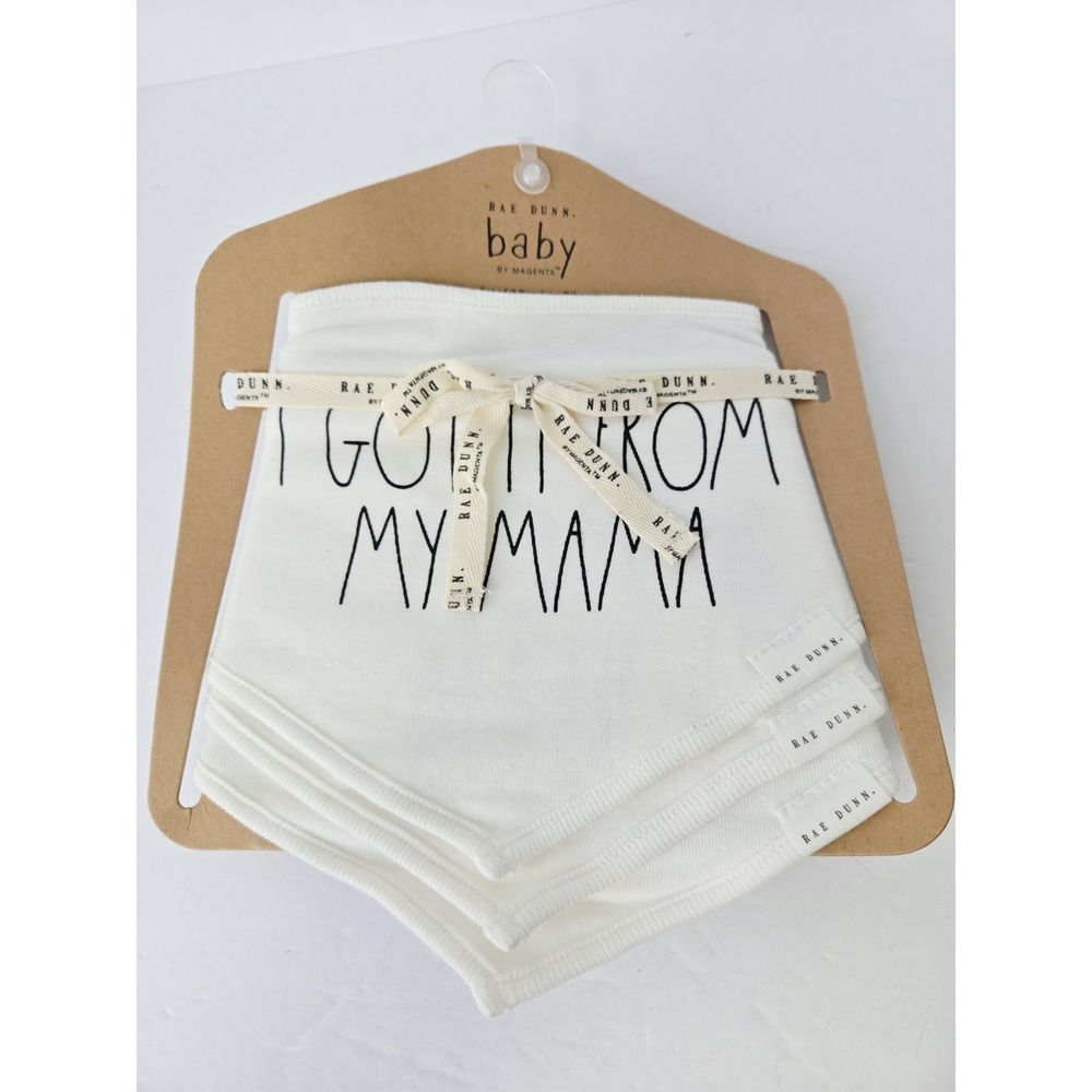 Rae Dunn  Baby Bib Set I Got it From my Mama NEW set of‎ 3 Bandana Bibs